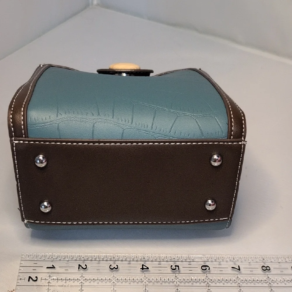 Zoha Teal and Brown Small Crossbody Purse Bag